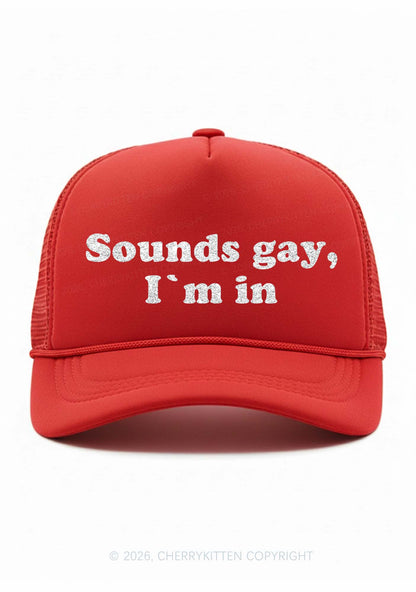 Glitter Sounds Gay Im In Pride Y2K Trucker Hat Cherrykitten