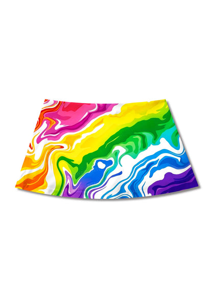 Rainbow Liquid Tie Dye Pride Y2K Print Mini Skirt Cherrykitten