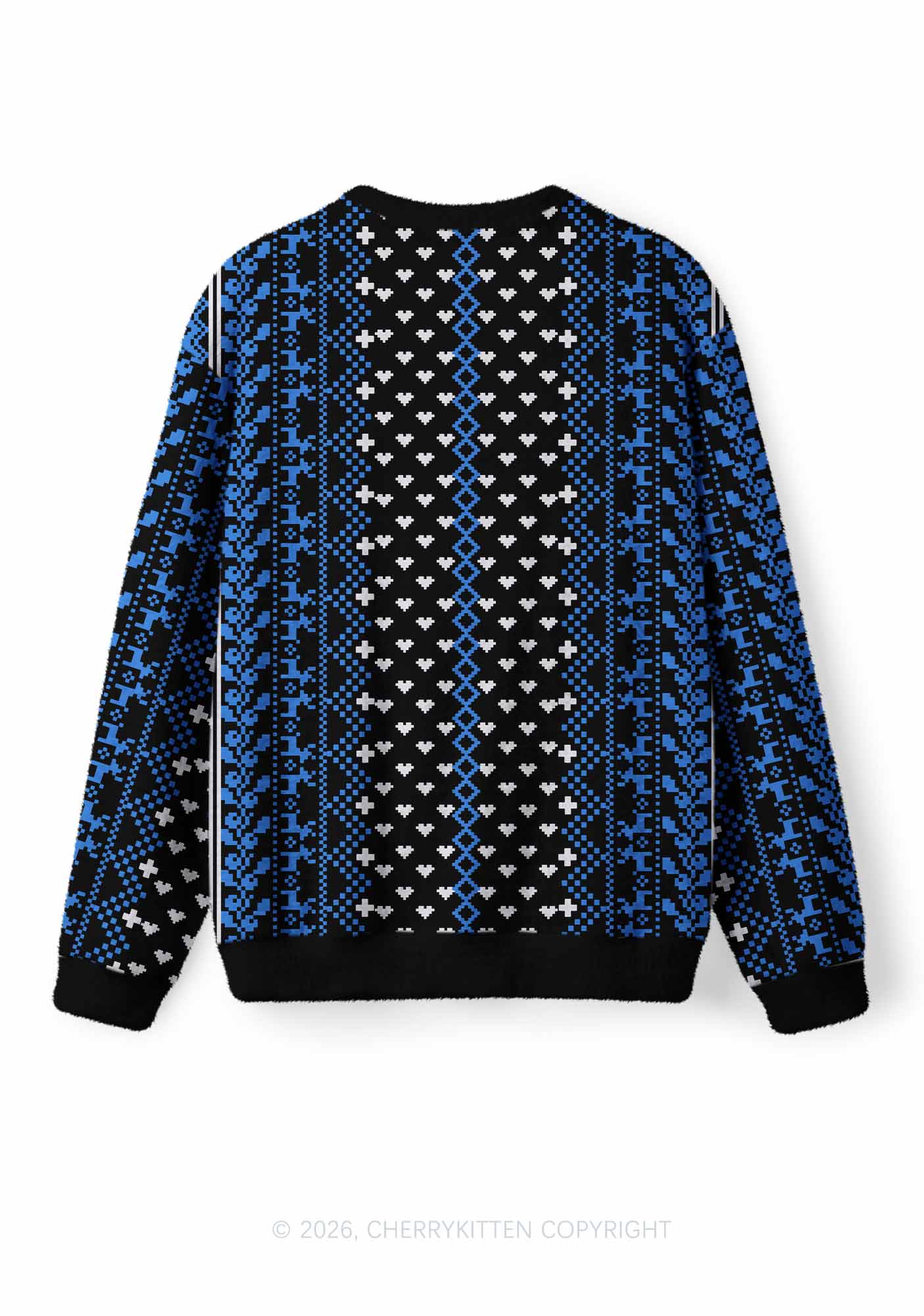 Blue Faggot Pride Y2K Christmas Knit Sweatshirt Cherrykitten