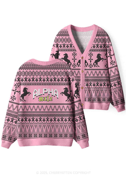Unicorn Alpha Male Y2K Christmas Cardigan Knit Sweatshirt Cherrykitten