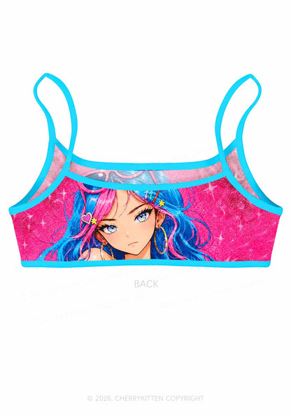 Kawaii Manga Girl Y2K Print Super Crop Cami Cherrykitten