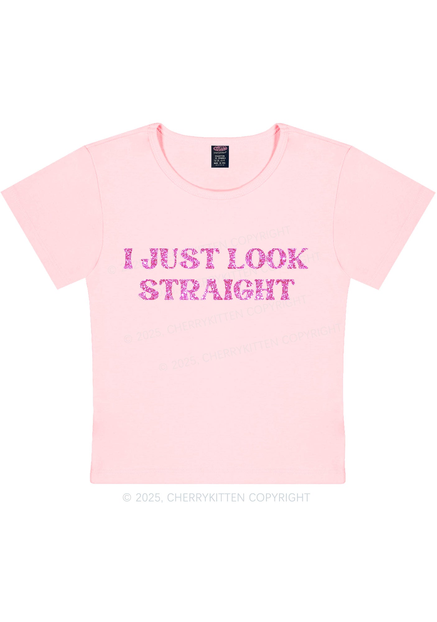 Glitter I Just Look Straight Pride Y2K Baby Tee Cherrykitten