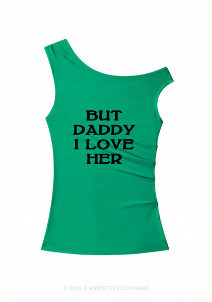 But Daddy I Love Her Pride Y2K Off Shoulder Tank Top Cherrykitten