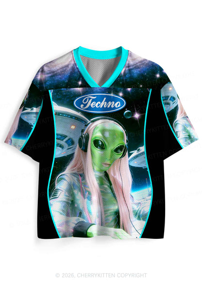 Techno Alien DJ Y2K Sport Jersey Shirts Cherrykitten