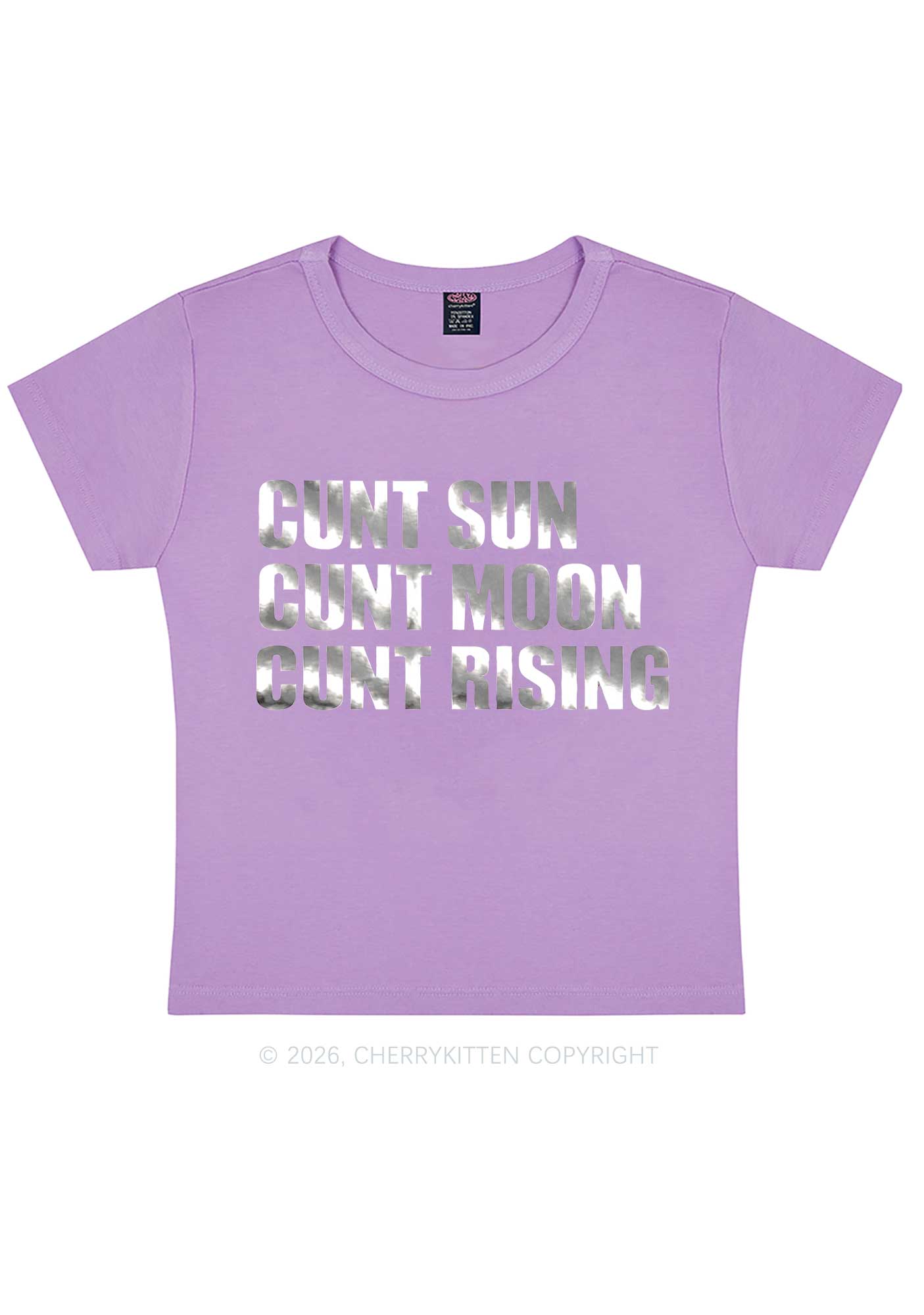 Cxxt Sun Moon Rising Silver Foil Printed Y2K Baby Tee Cherrykitten