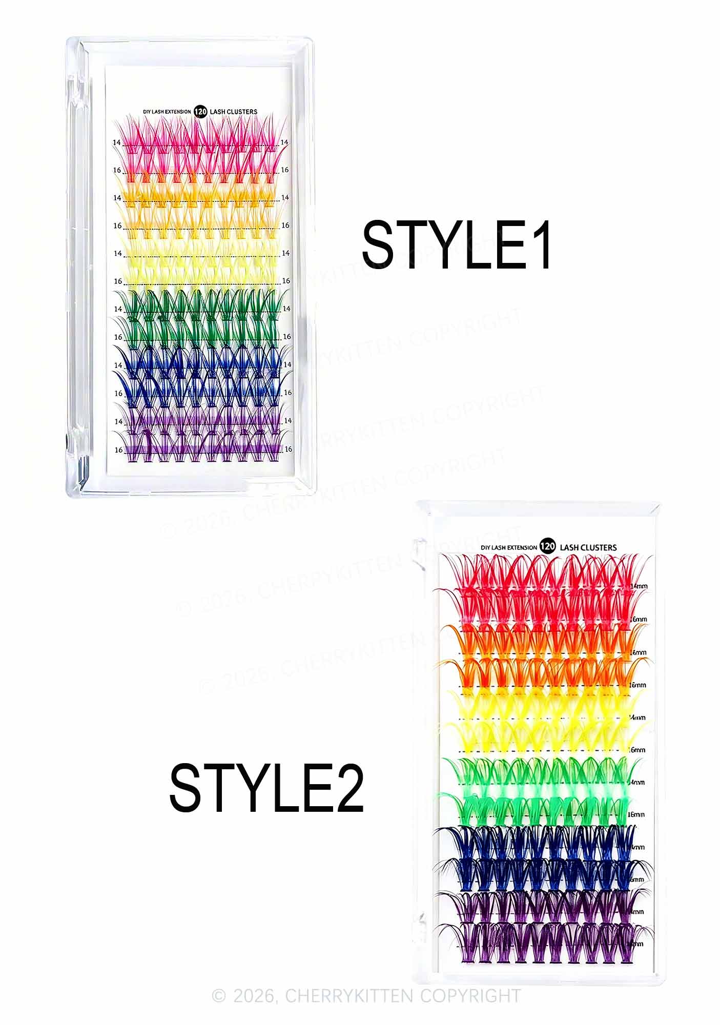 DIY Rainbow Lash Clusters 120pcs Y2K Individual Eyeslash Extensions Cherrykitten