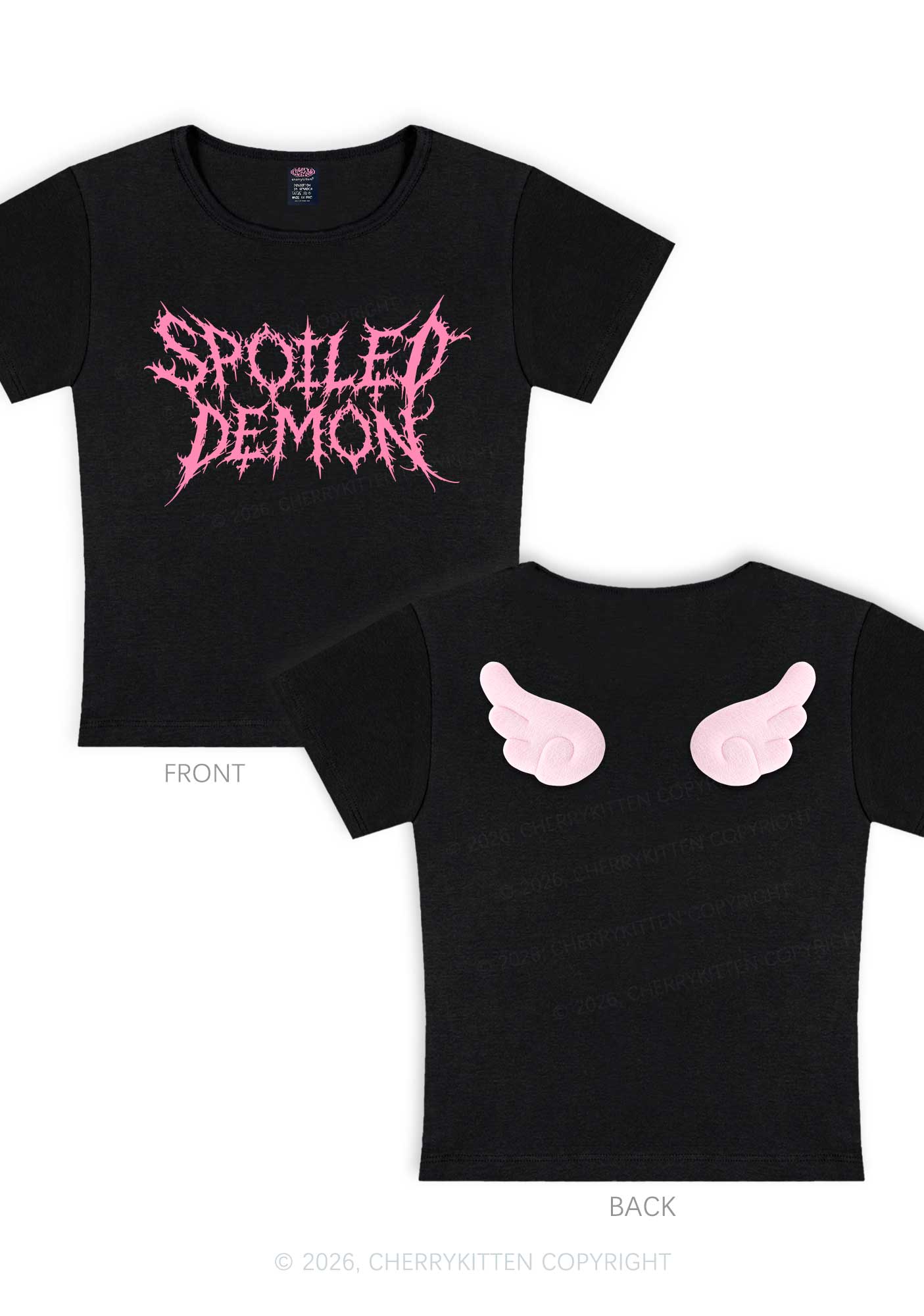 Halloween Spoiled Demon Y2K Goth Angel Wings Baby Tee Cherrykitten