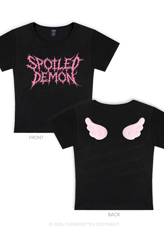Halloween Spoiled Demon Y2K Goth Angel Wings Baby Tee Cherrykitten