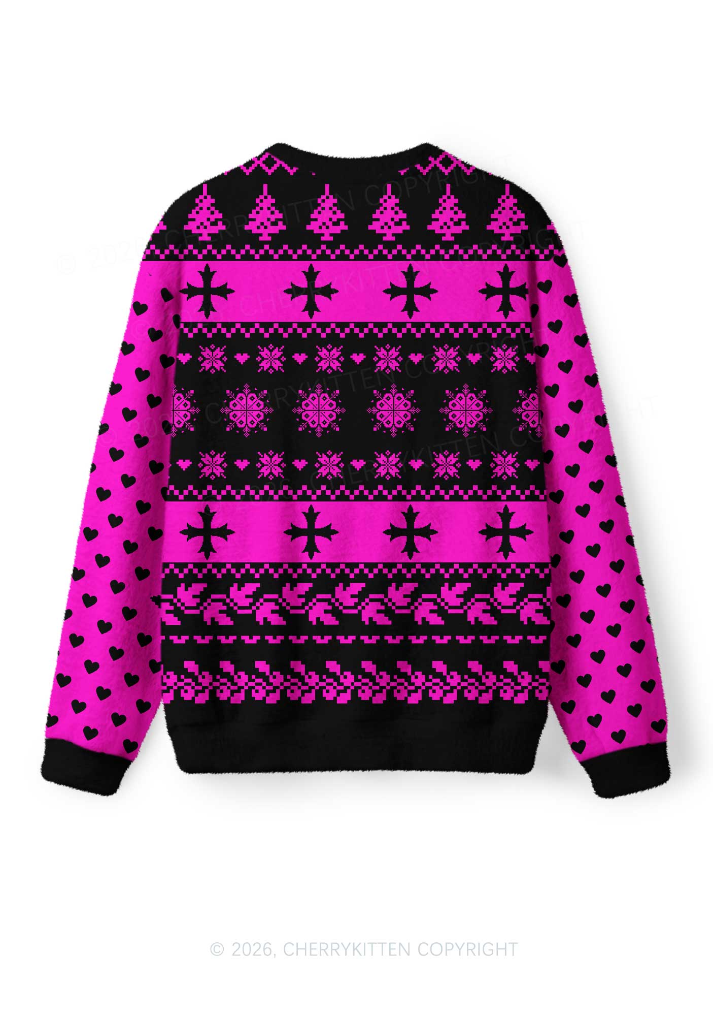 Pink Scissor Pride Y2K Christmas Knit Sweatshirt Cherrykitten
