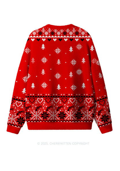 Daddy I Love Luigi Y2K Christmas Knit Sweatshirt Cherrykitten