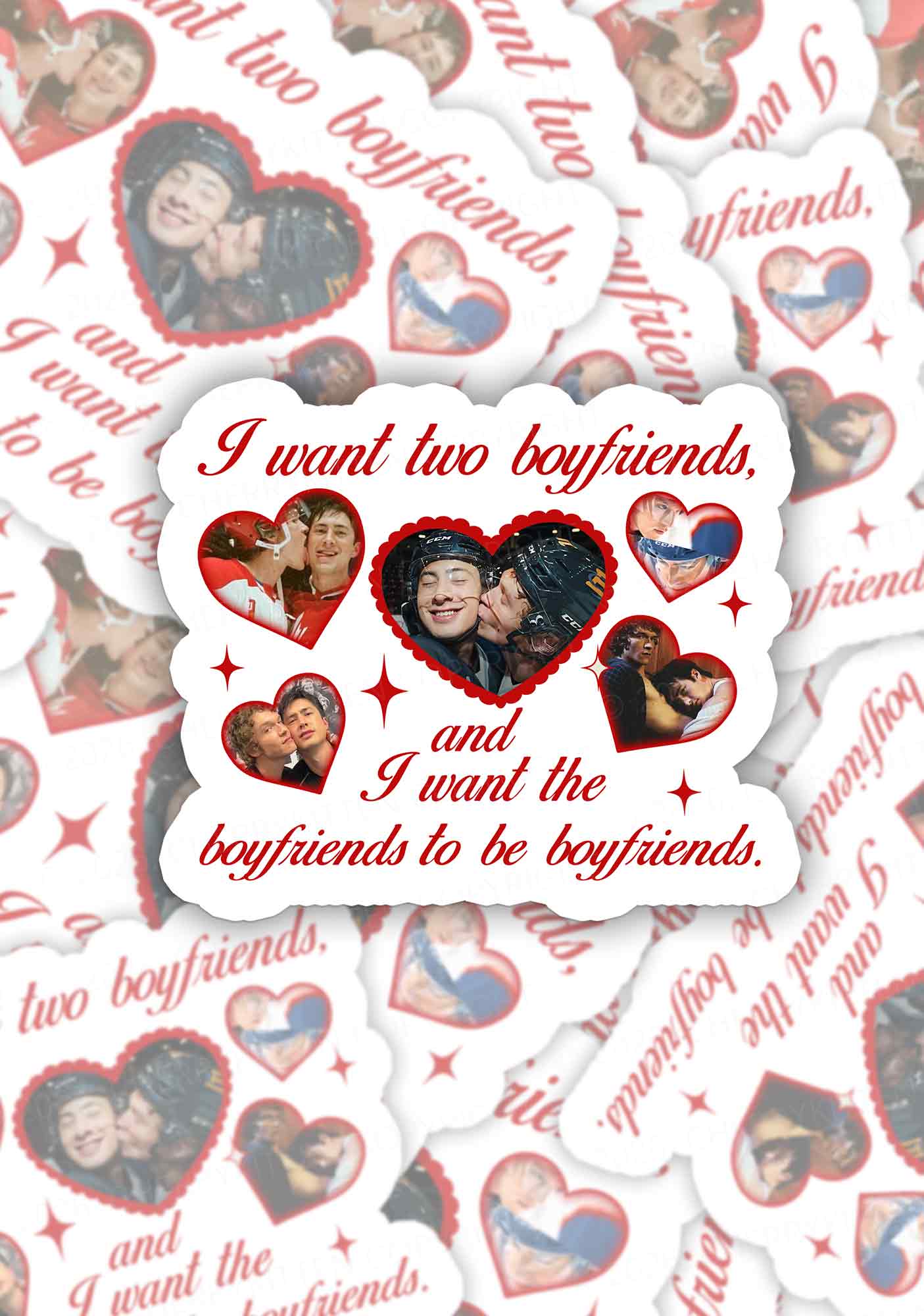 I Want Two Boyfriends HR 1pc Y2K Sticker Cherrykitten