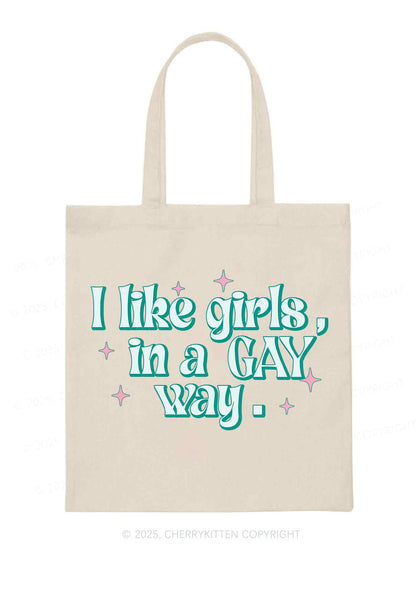 Like Girls In Gay Way Pride Y2K Canvas Tote Bag Cherrykitten