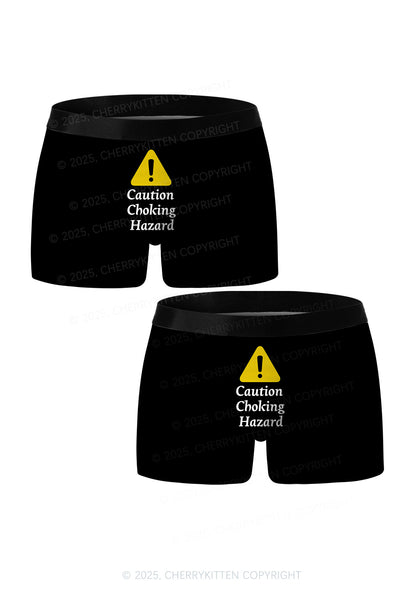Caution Choking Hazard Valentine's Day Y2K Print Couples Boxer Briefs Set Cherrykitten