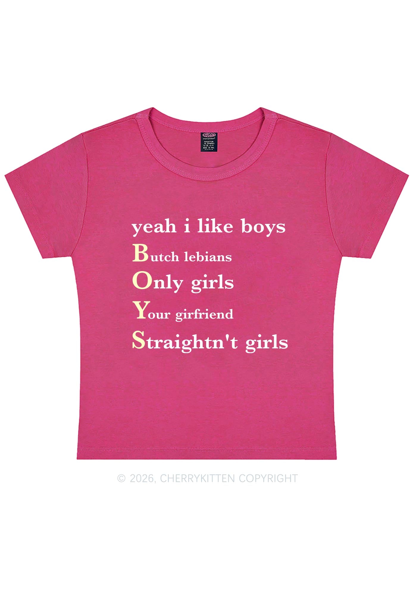 Yeah I Like Boys Pride Y2K Baby Tee Cherrykitten