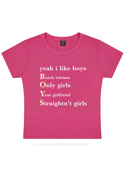 Yeah I Like Boys Pride Y2K Baby Tee Cherrykitten