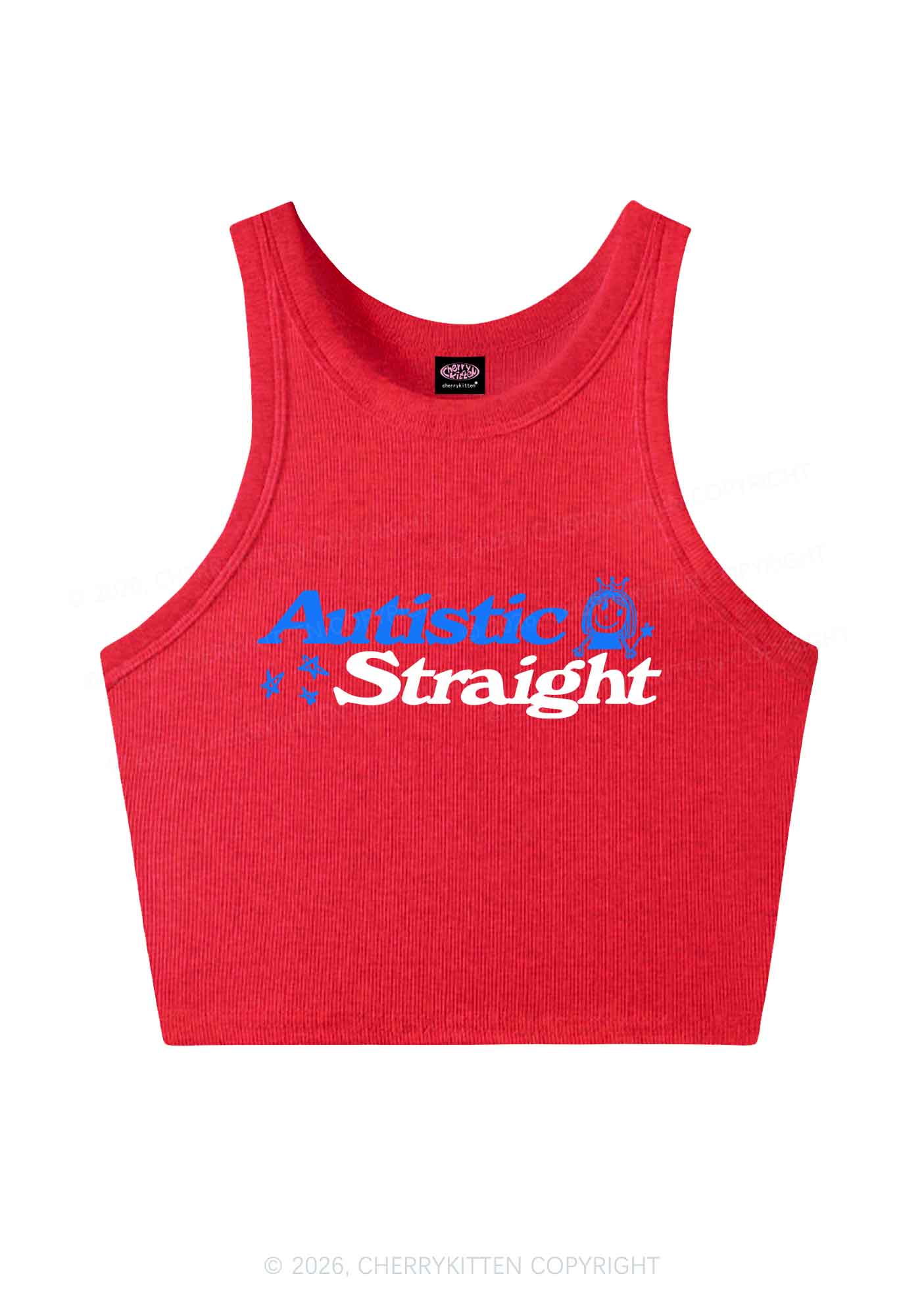 Autistic Straight Pride Y2K Crop Tank Top Cherrykitten