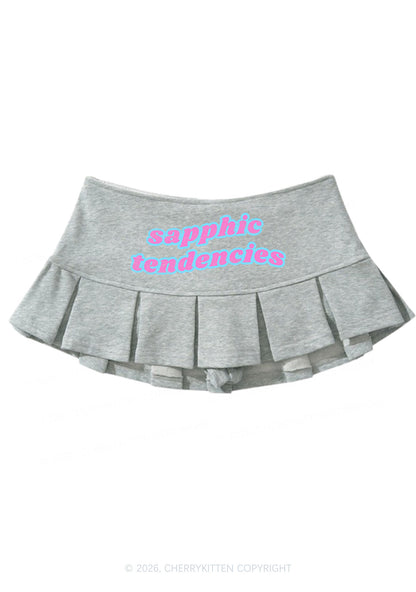 Sapphic Tendencies Pride Y2K Mini Pleated Skirts Cherrykitten