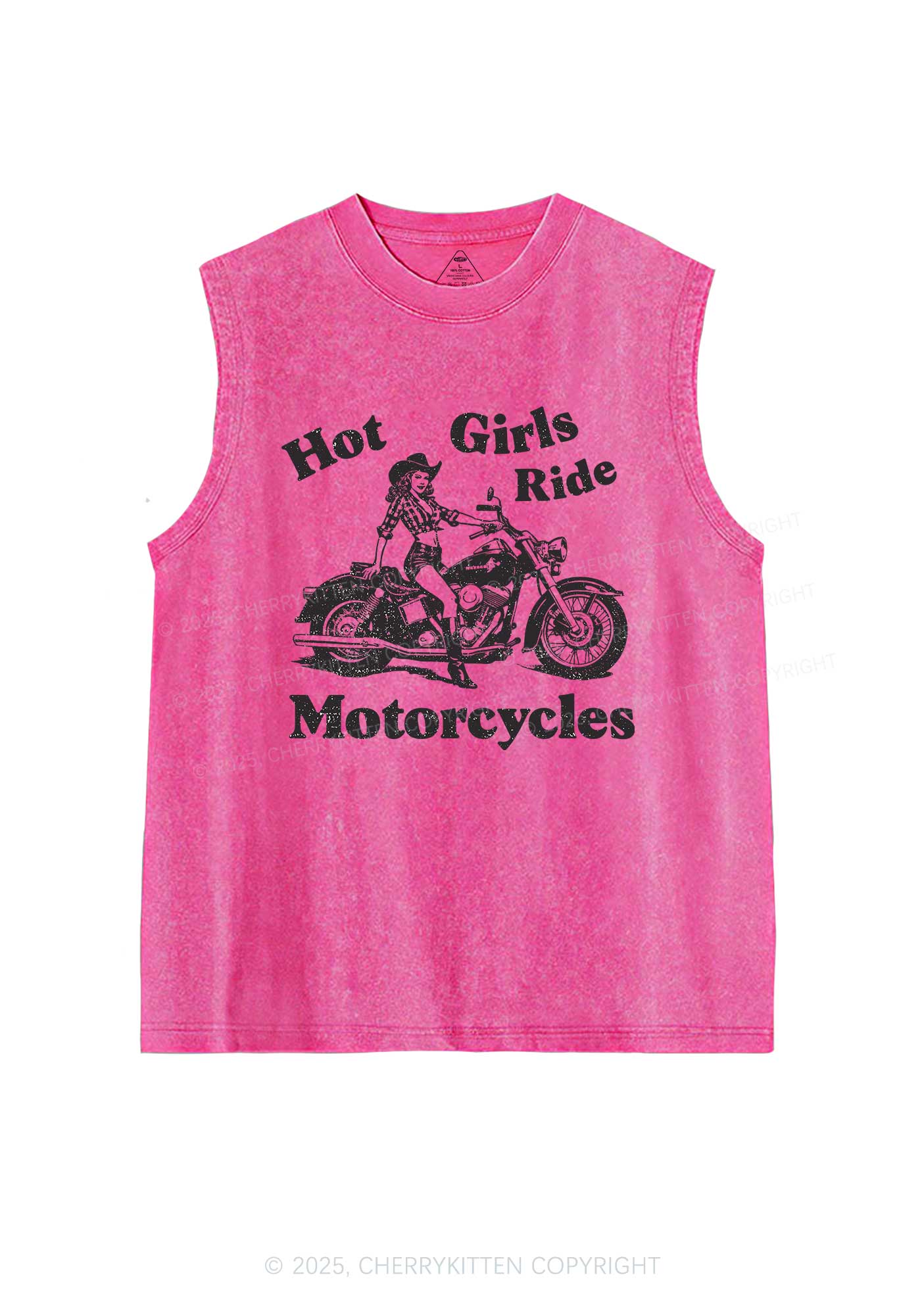 Hot Girls Ride Motorcycles Y2K Washed Muscle Tank Cherrykitten