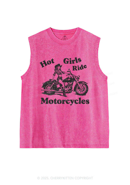 Hot Girls Ride Motorcycles Y2K Washed Muscle Tank Cherrykitten