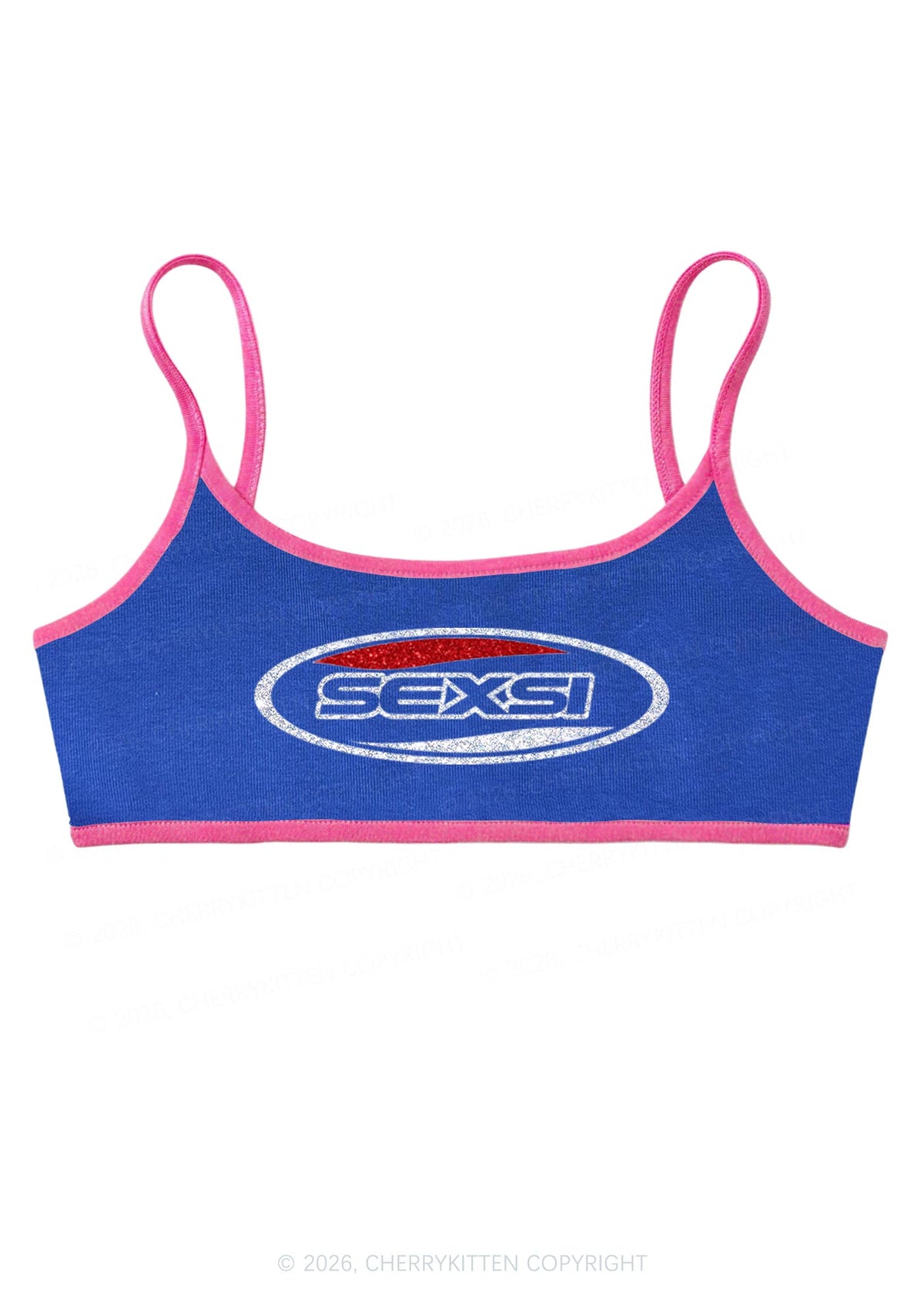 Glitter Sexsi Slogan Y2K Super Crop Cami Cherrykitten