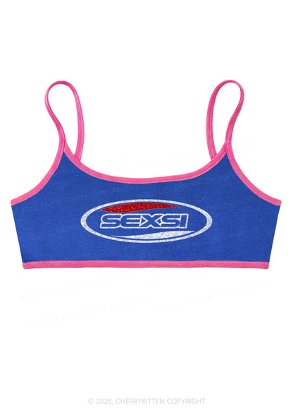 Glitter Sexsi Slogan Y2K Super Crop Cami Cherrykitten
