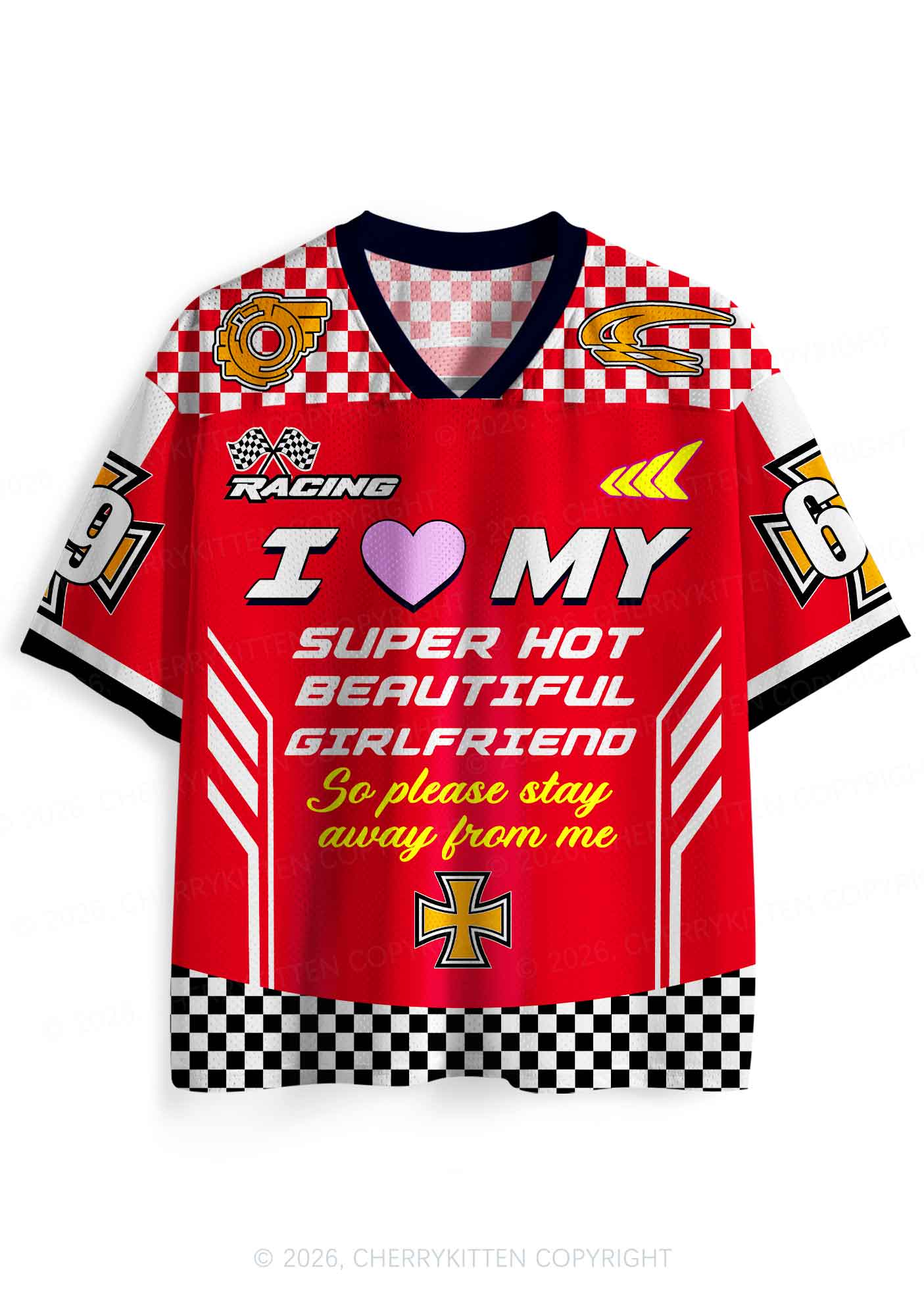 I Love My Super Hot GF Y2K Sport Jersey Shirts Cherrykitten