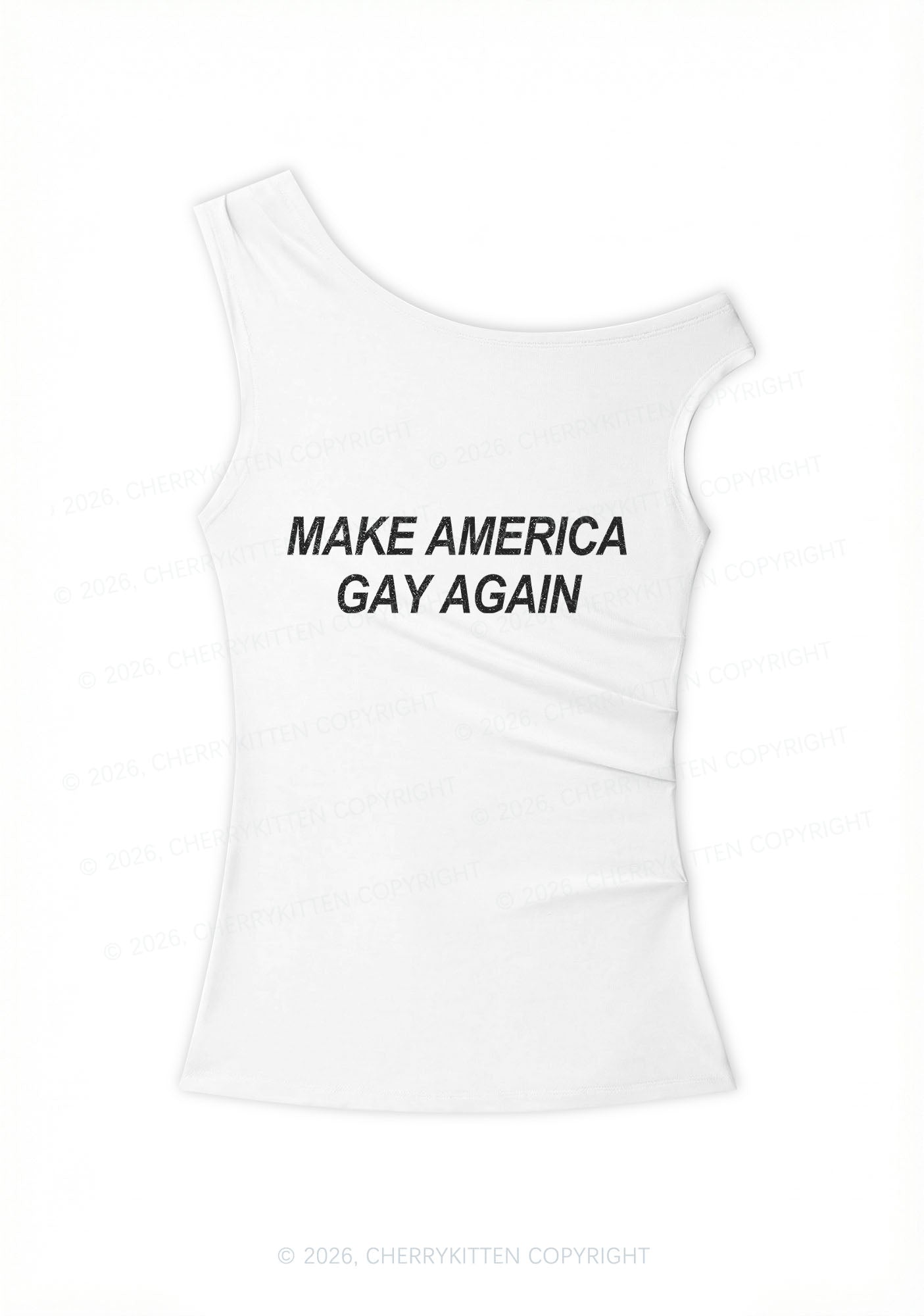 Make America Gay Again Y2K Off Shoulder Tank Top Cherrykitten