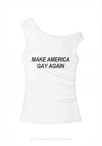 Make America Gay Again Y2K Off Shoulder Tank Top Cherrykitten