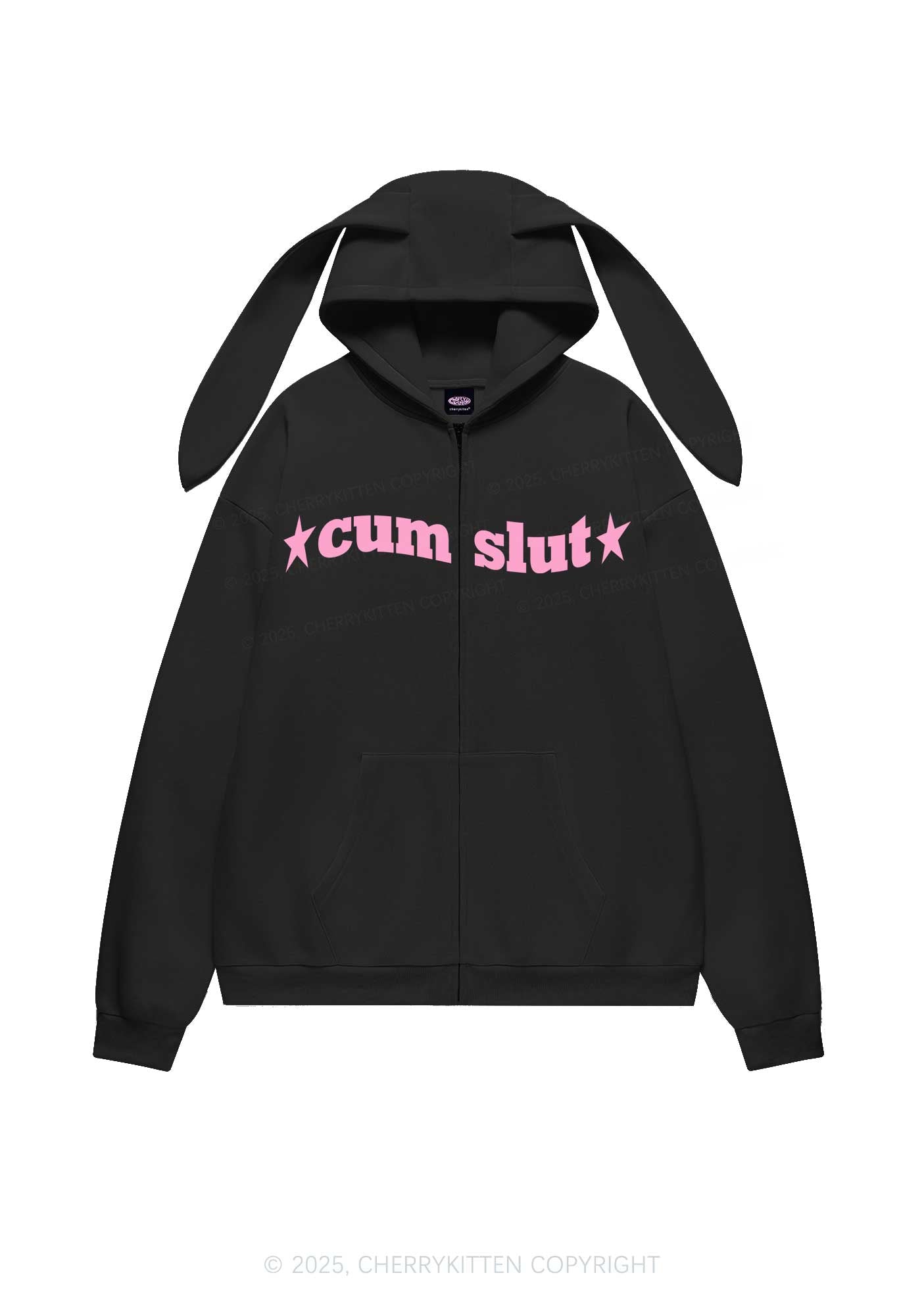 Cxmslxt Y2K Bunny Ear Zip Hoodie Cherrykitten