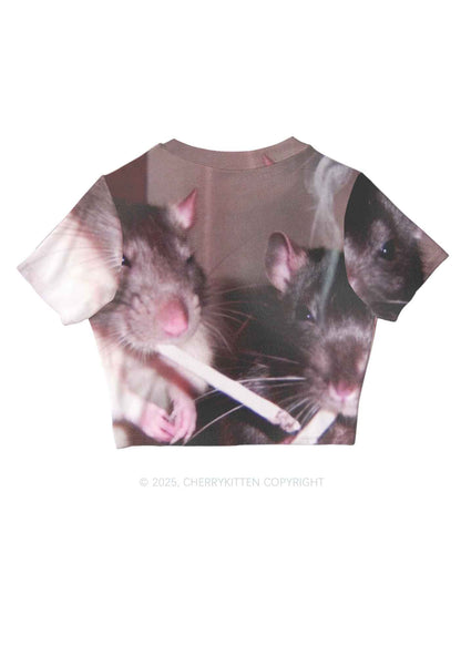 Smoking Rats Y2K Mesh Crop Top Cherrykitten
