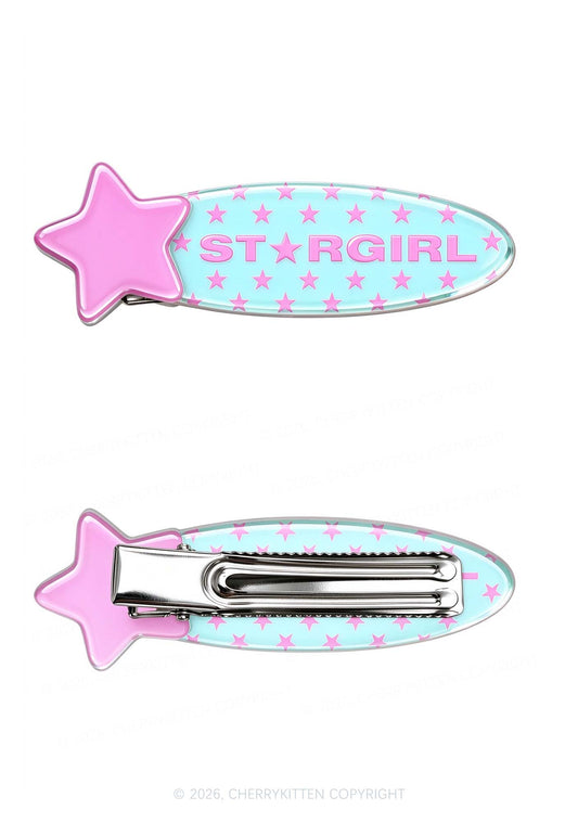Pink Stargirl Y2K Acrylic Duckbill Hair Clips Cherrykitten