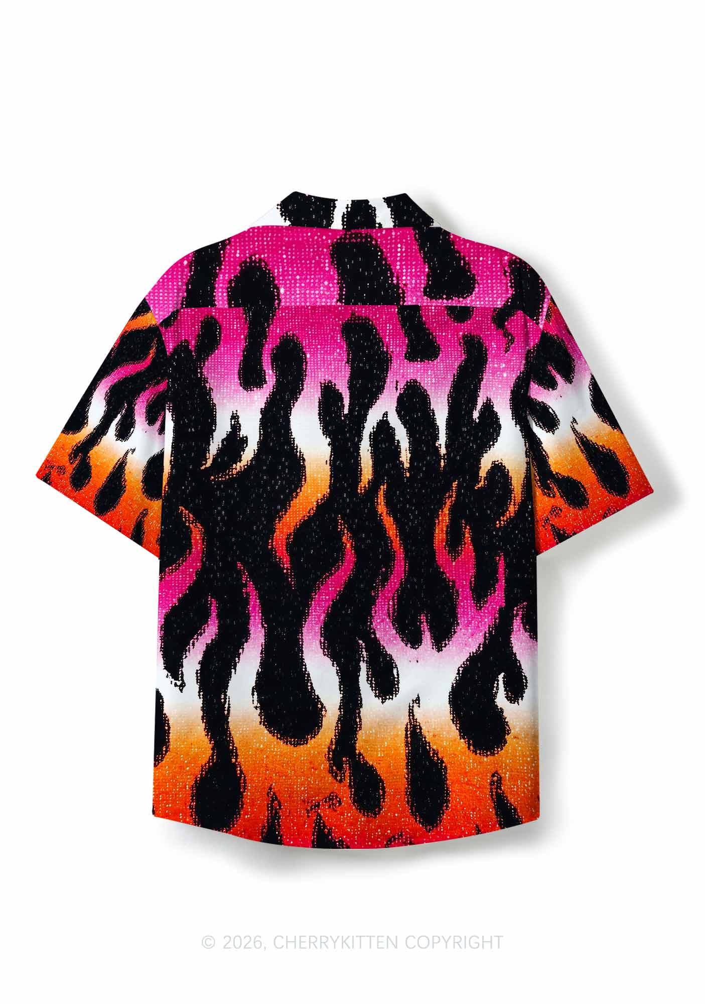 Lesbian Flame Pride Y2K Print Hawaiian Shirt Cherrykitten