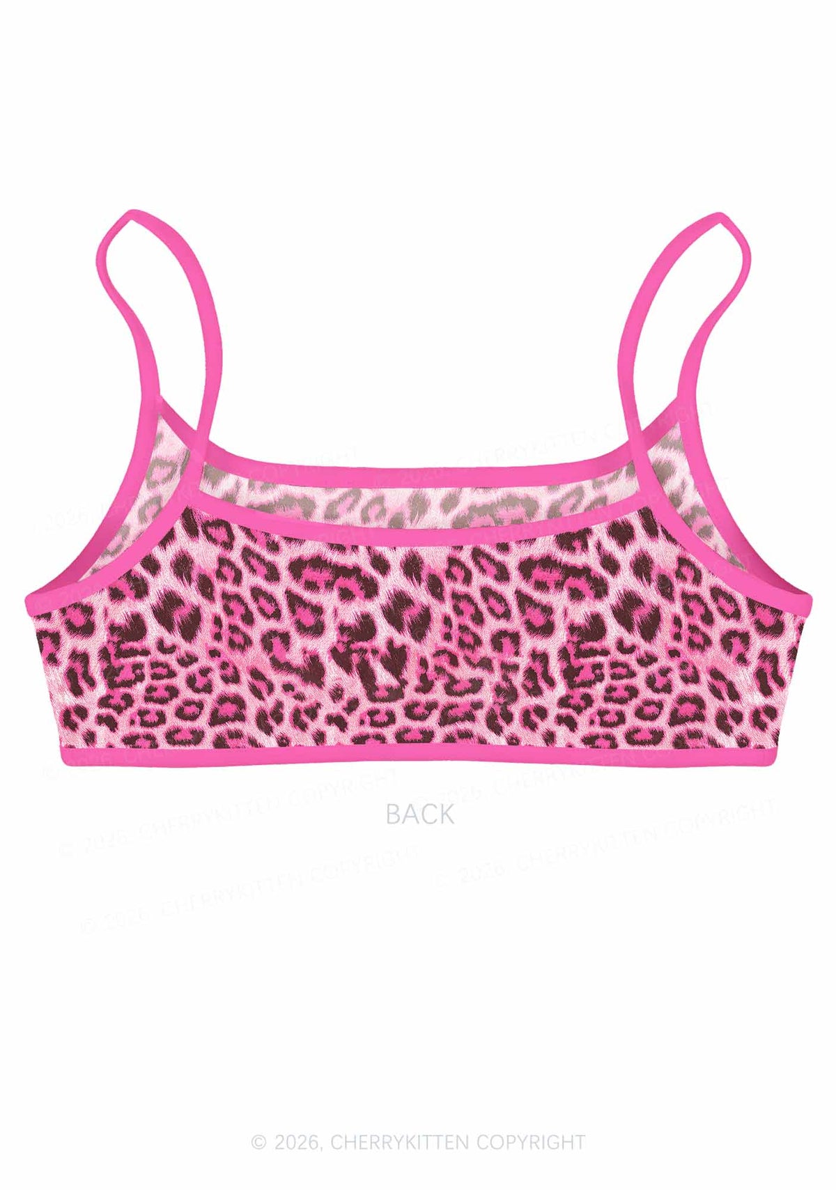 Hot Pink Leopard Y2K Print Super Crop Cami Cherrykitten