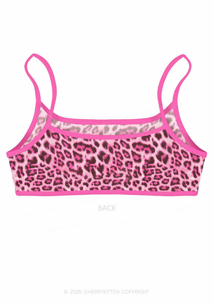 Hot Pink Leopard Y2K Print Super Crop Cami Cherrykitten