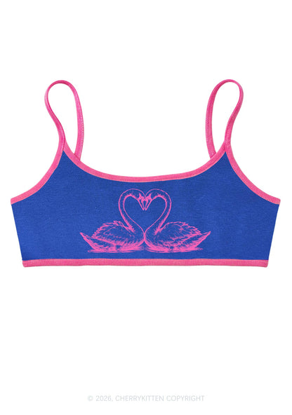 Pink Swans Heart Y2K Super Crop Cami Cherrykitten