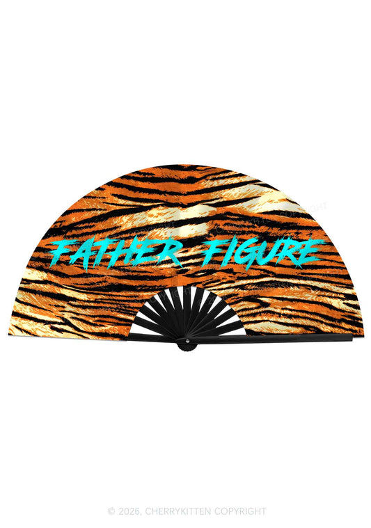 Father Figure Tiger Stripe Y2K Rave Hand Fan Cherrykitten