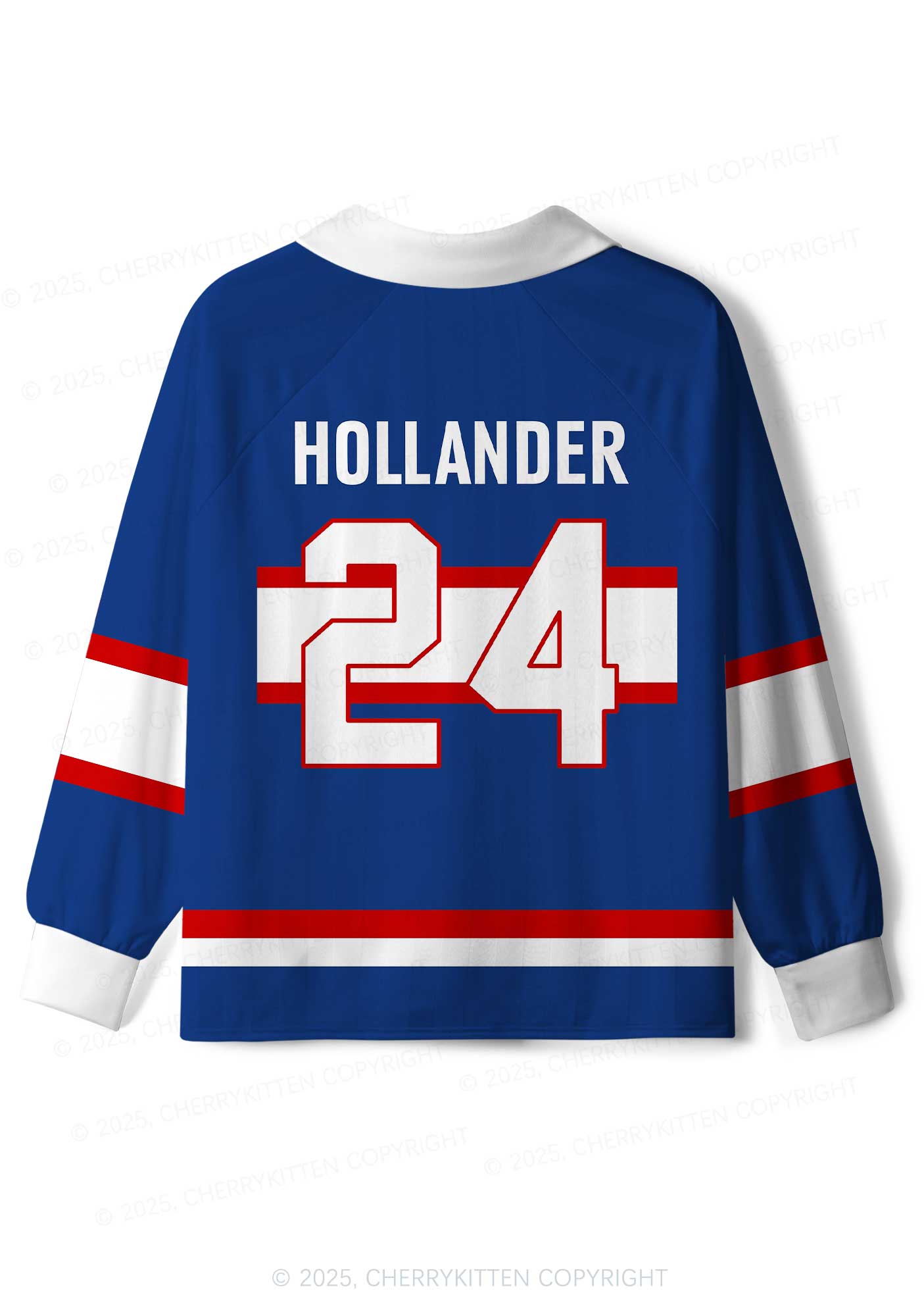 Blue Hockey Match HR Y2K Long Sleeve Sport Jersey Shirts Cherrykitten