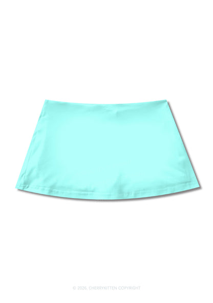Plain Mint Green Y2K Print Mini Skirt Cherrykitten
