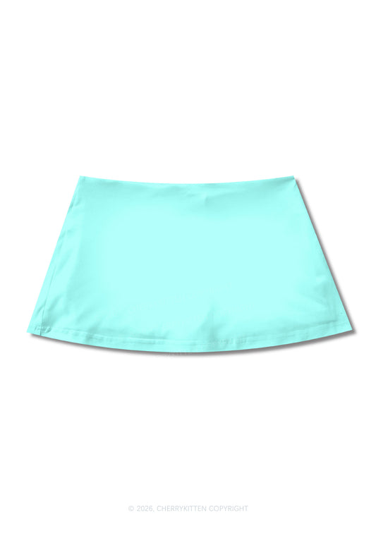 Plain Mint Green Y2K Print Mini Skirt Cherrykitten