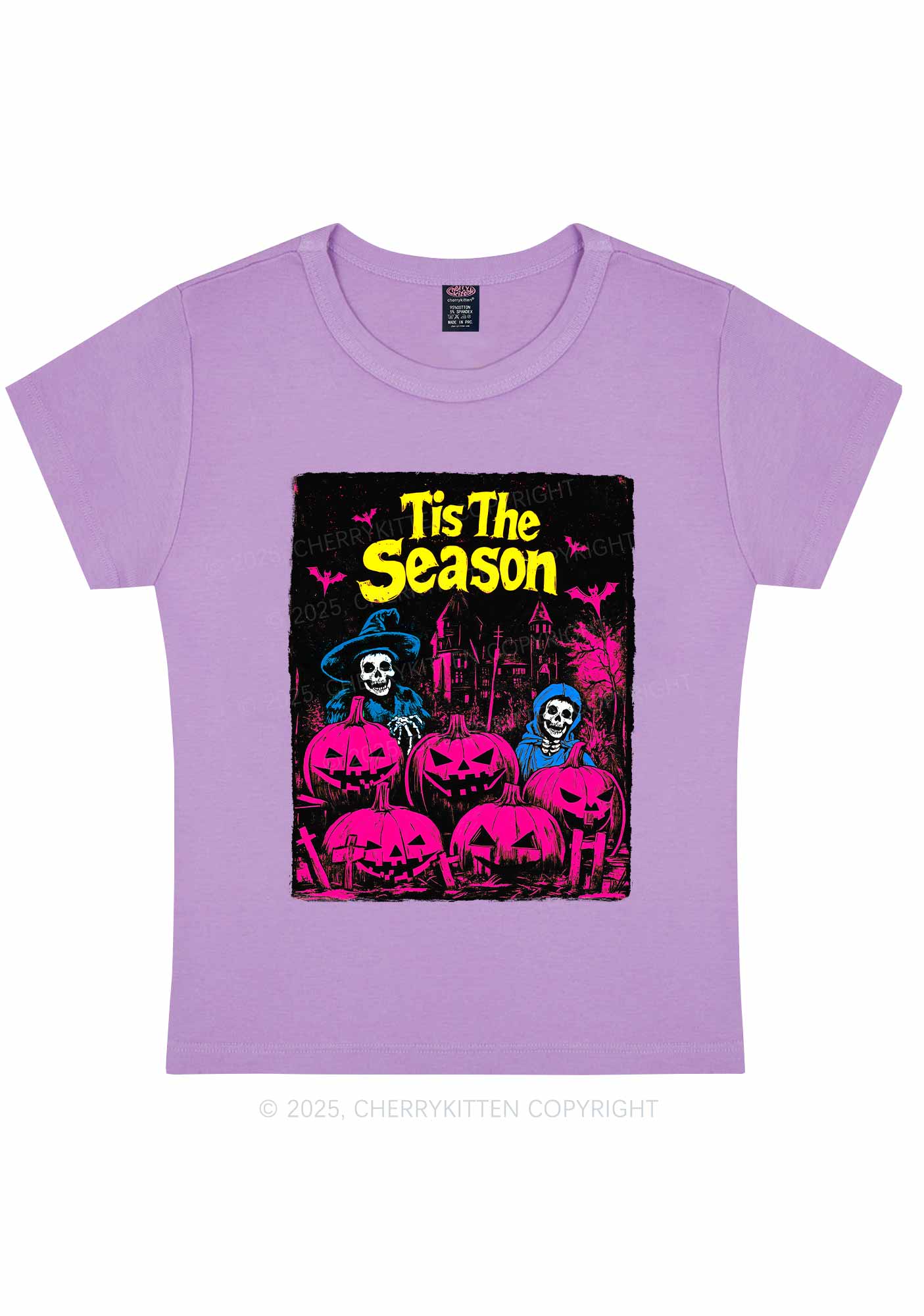 Halloween Tis The Season Skull Y2K Baby Tee Cherrykitten