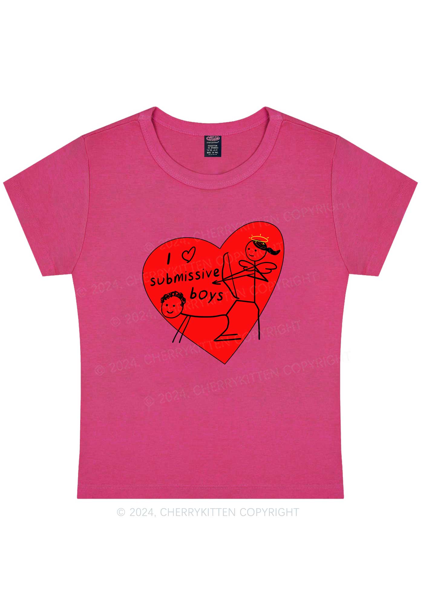 Girl Love S Boys Y2K Valentine's Day Baby Tee Cherrykitten