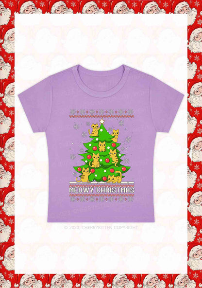 Snowflake Meowy Christmas Tree Y2K Baby Tee Cherrykitten