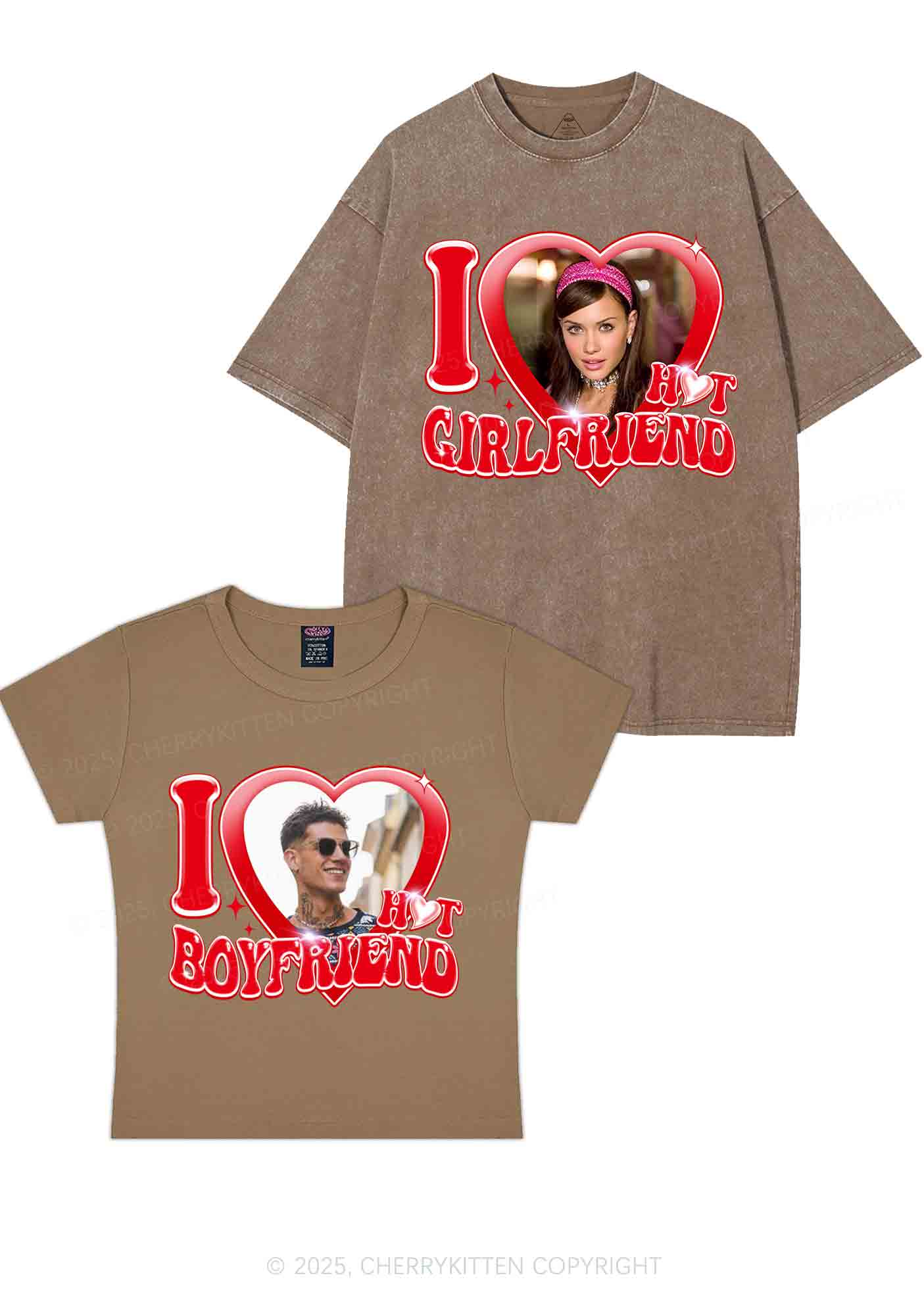 Custom I Love My Hot GF BF Y2K Valentine's Day Couple Shirt Cherrykitten