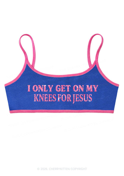 Glitter Get On My Knees For Jesus Y2K Super Crop Cami Cherrykitten