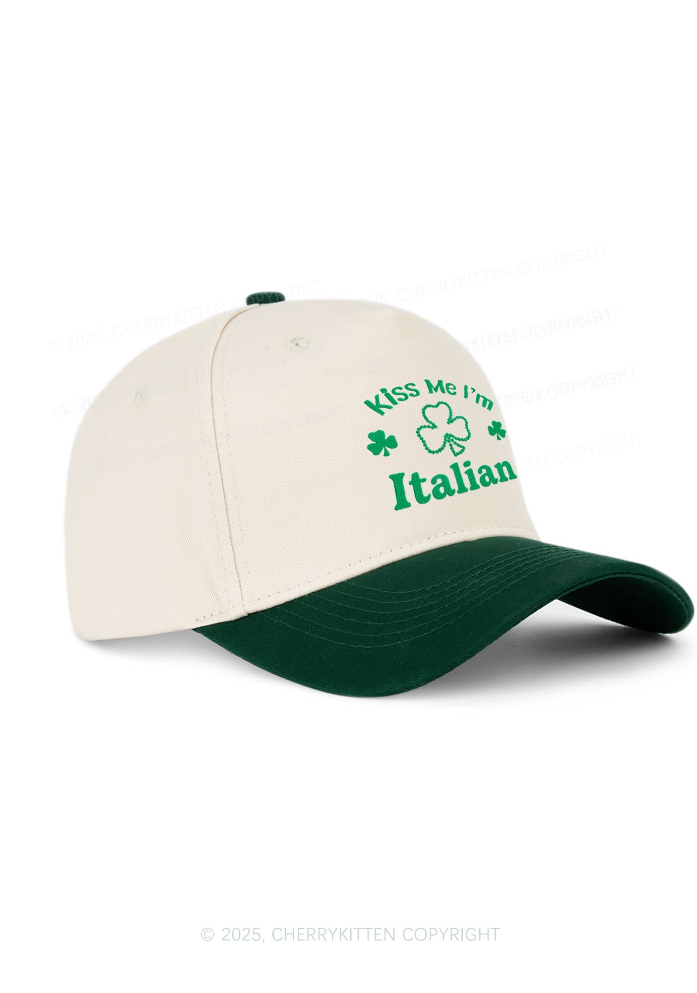 Embroidered Kiss Me Im Italian St Patricks Y2K Color Block Baseball Cap Cherrykitten
