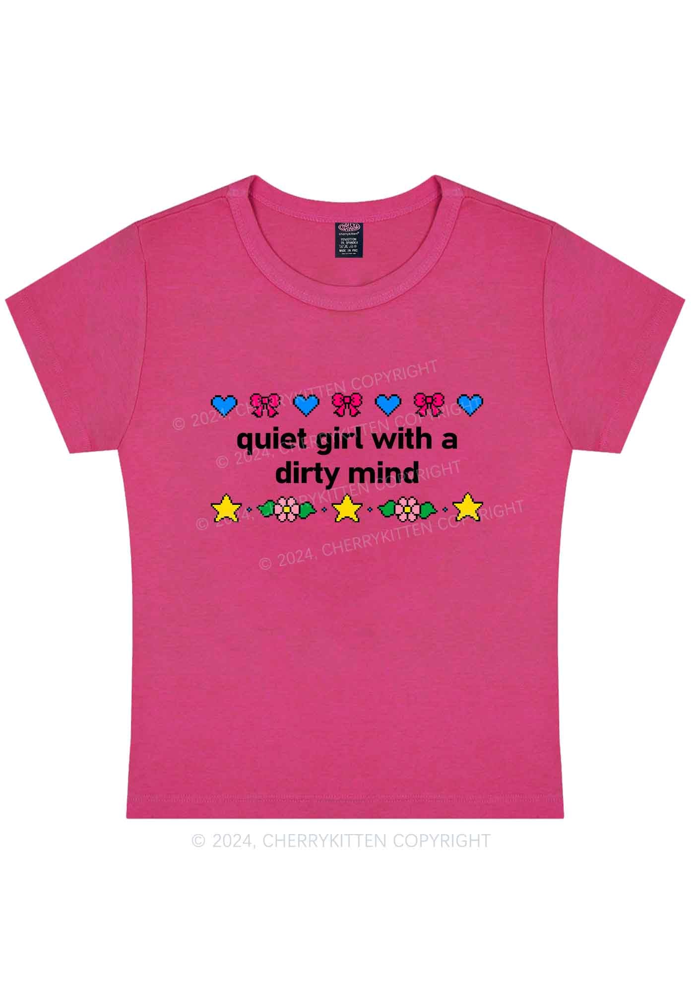 Curvy Quiet Girl Dirty Mind Y2K Baby Tee Cherrykitten