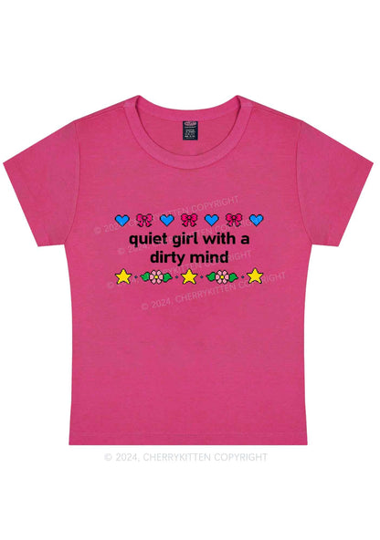 Curvy Quiet Girl Dirty Mind Y2K Baby Tee Cherrykitten