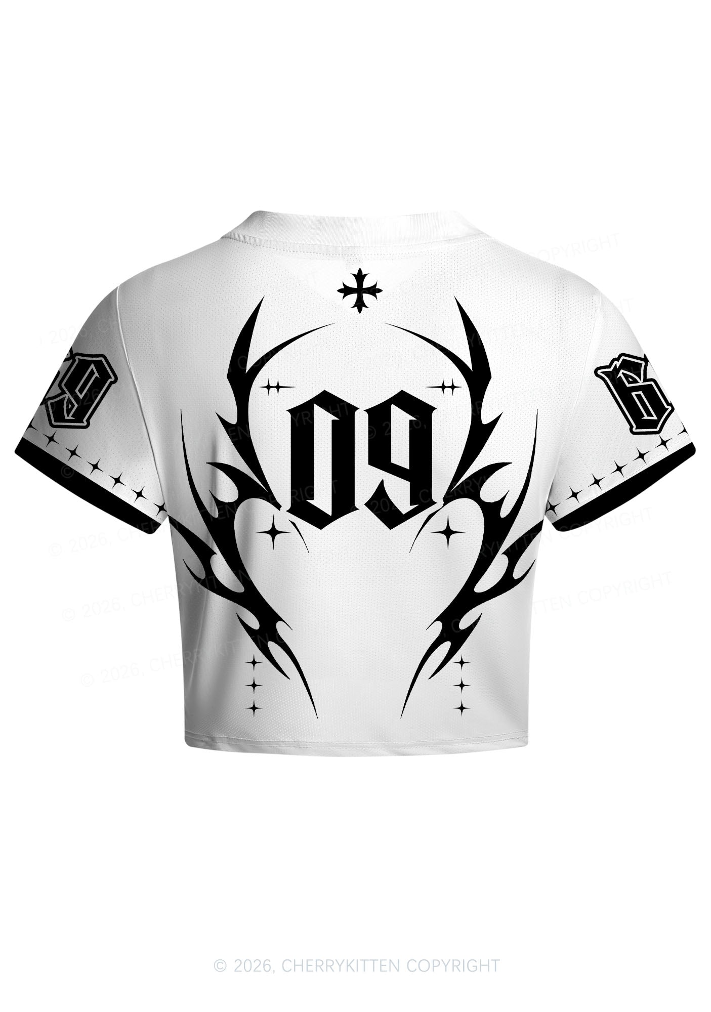 White Cxxt Y2K Crop Football Jersey Shirts Cherrykitten