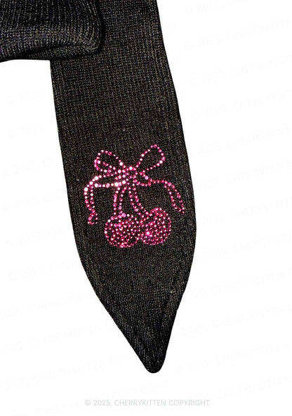 Rhinestone Dumb Blonde Y2K Bunny Ear Knitted Hat Cherrykitten