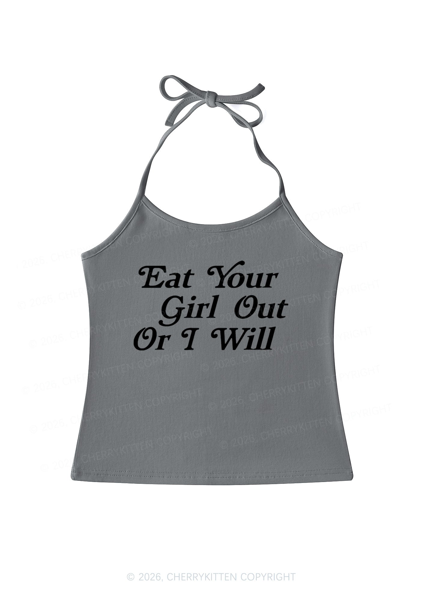 Eat Your Girl Out Y2K Halter Neck Cami Cherrykitten